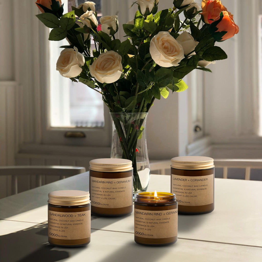 3.5oz Sandalwood + Teak Natural Coconut Apricot Wax Candle