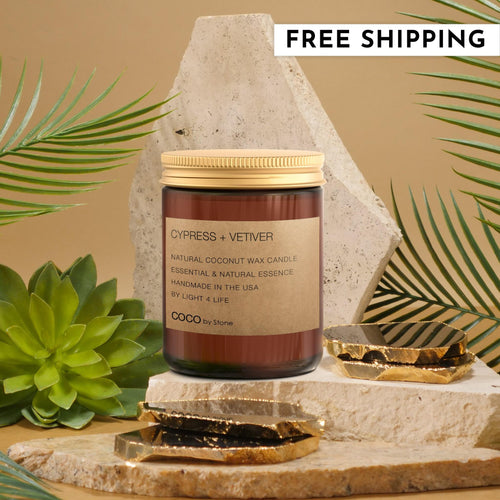 7.2oz Cypress + Vetiver Natural Coconut Apricot Wax Candle | COCO Self Care - Candles | Wiccan Center