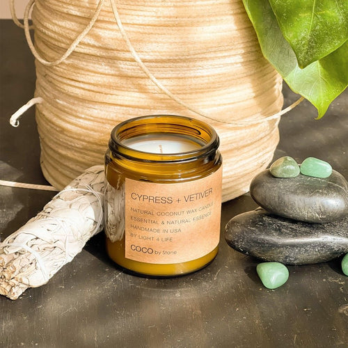 3.5oz Cypress + Vetiver Natural Coconut Apricot Wax Candle | COCO Self Care - Candles | Wiccan Center