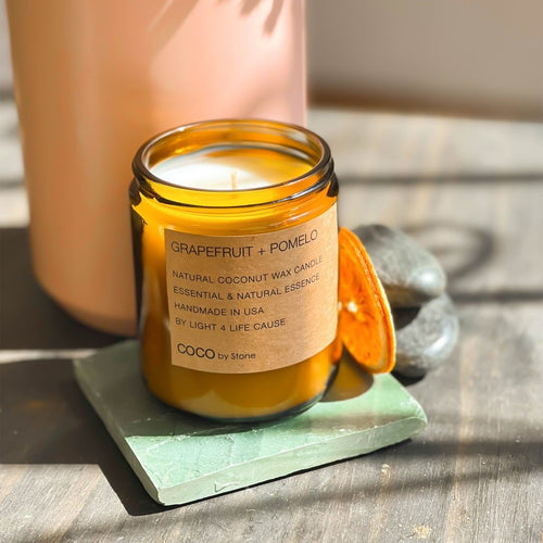 3.5oz Grapefruit + Pomelo Natural Coconut Apricot Wax Candle | COCO Self Care - Candles | Wiccan Center