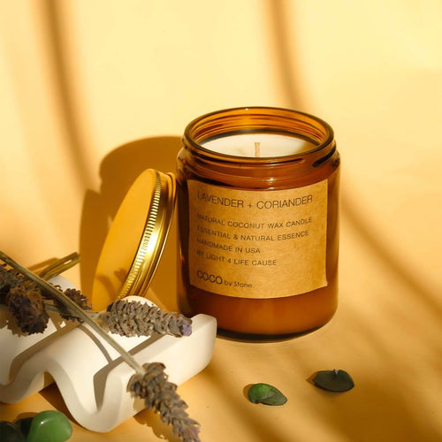 3.5oz Lavender + Coriander Natural Coconut Apricot Wax Candle | COCO Self Care - Candles | Wiccan Center