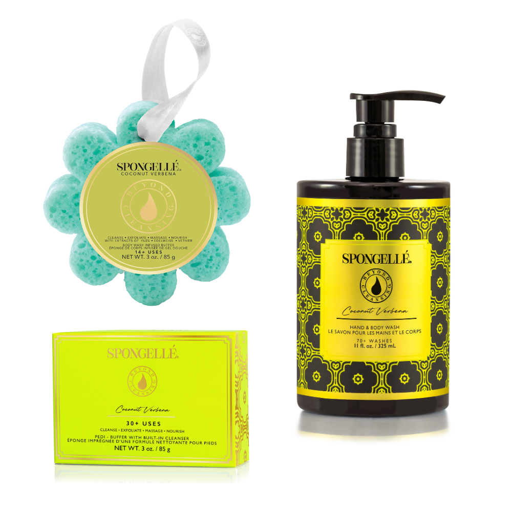 Coconut Verbena Wild Flower, Pedi Buffer, and Body Wash Refill Set | Body Gift Set | Wiccan Center