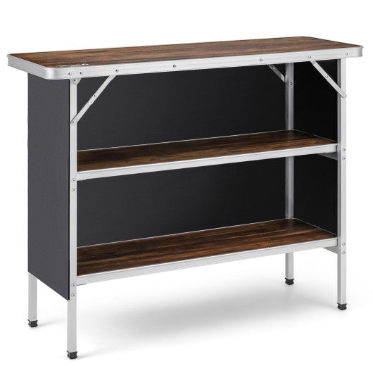 Folding Camping Table with 2-Tier Open Shelves for Outdoor BBQ-Coffee | Sports & Outdoor | Wiccan Center