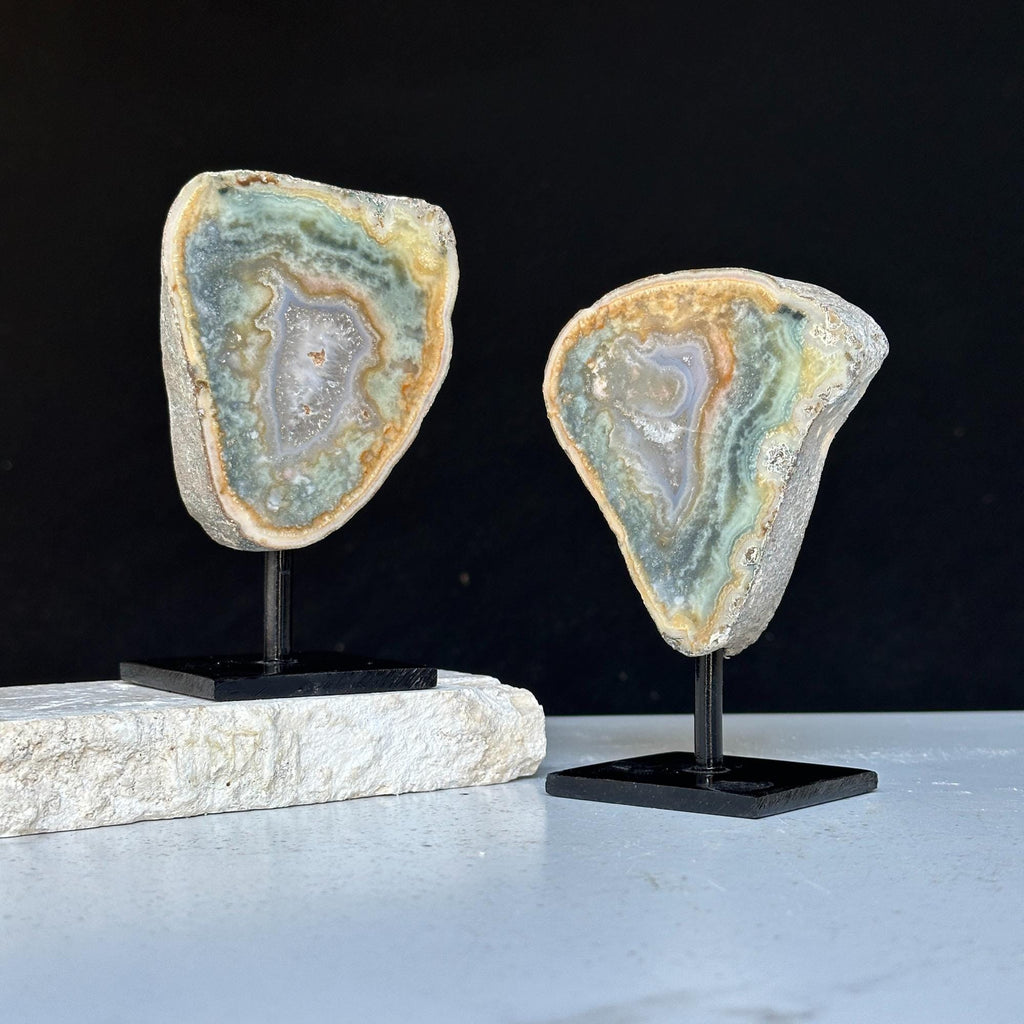Colorful Jasper Slice Set On Metal Stand | | Wiccan Center