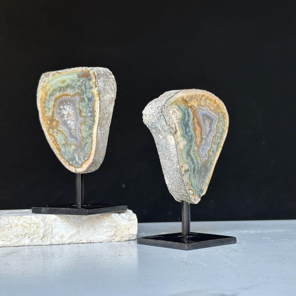 Colorful Jasper Slice Set On Metal Stand | | Wiccan Center