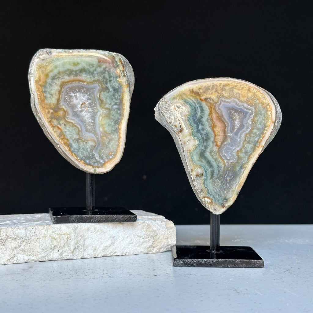 Colorful Jasper Slice Set On Metal Stand | | Wiccan Center
