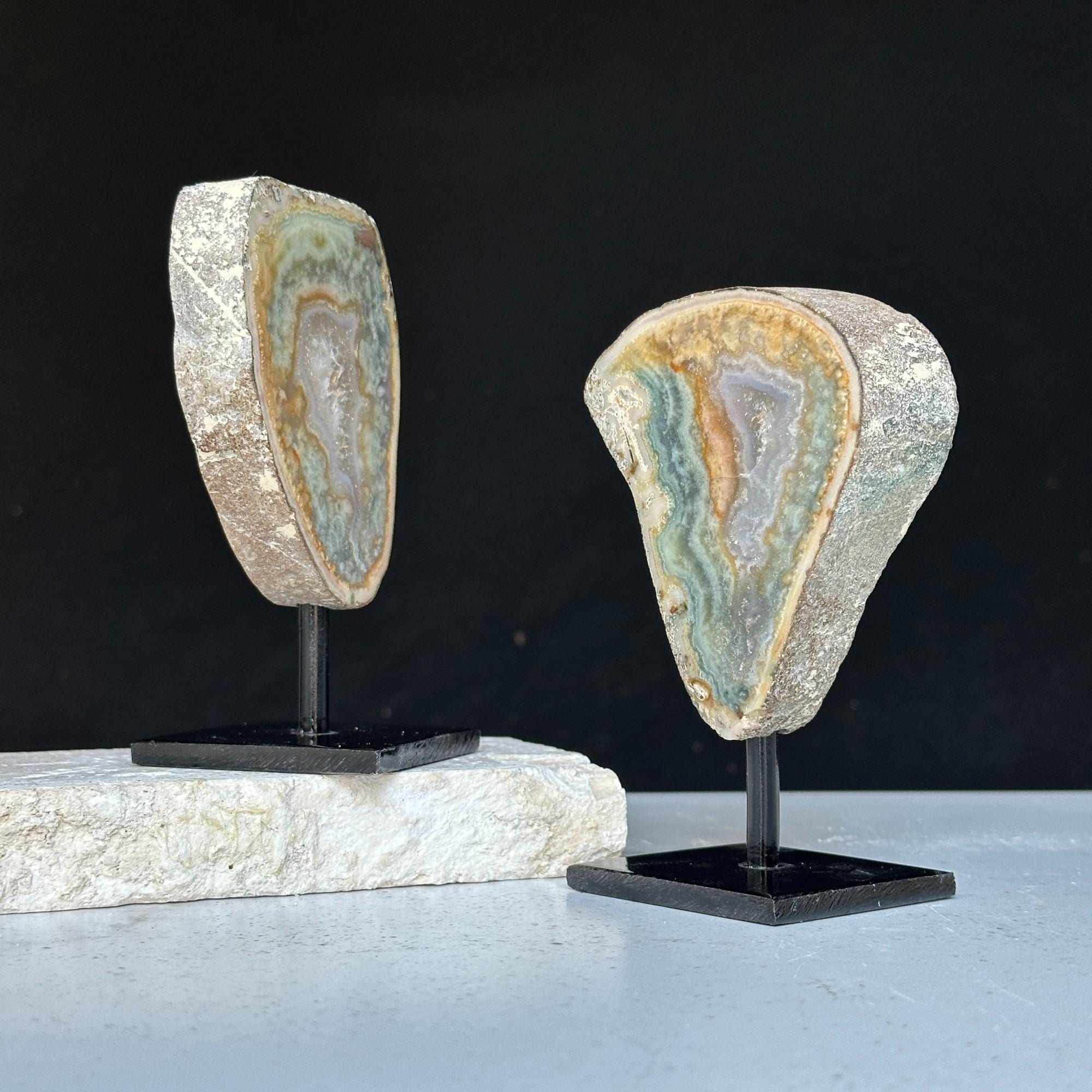 Colorful Jasper Slice Set On Metal Stand | | Wiccan Center