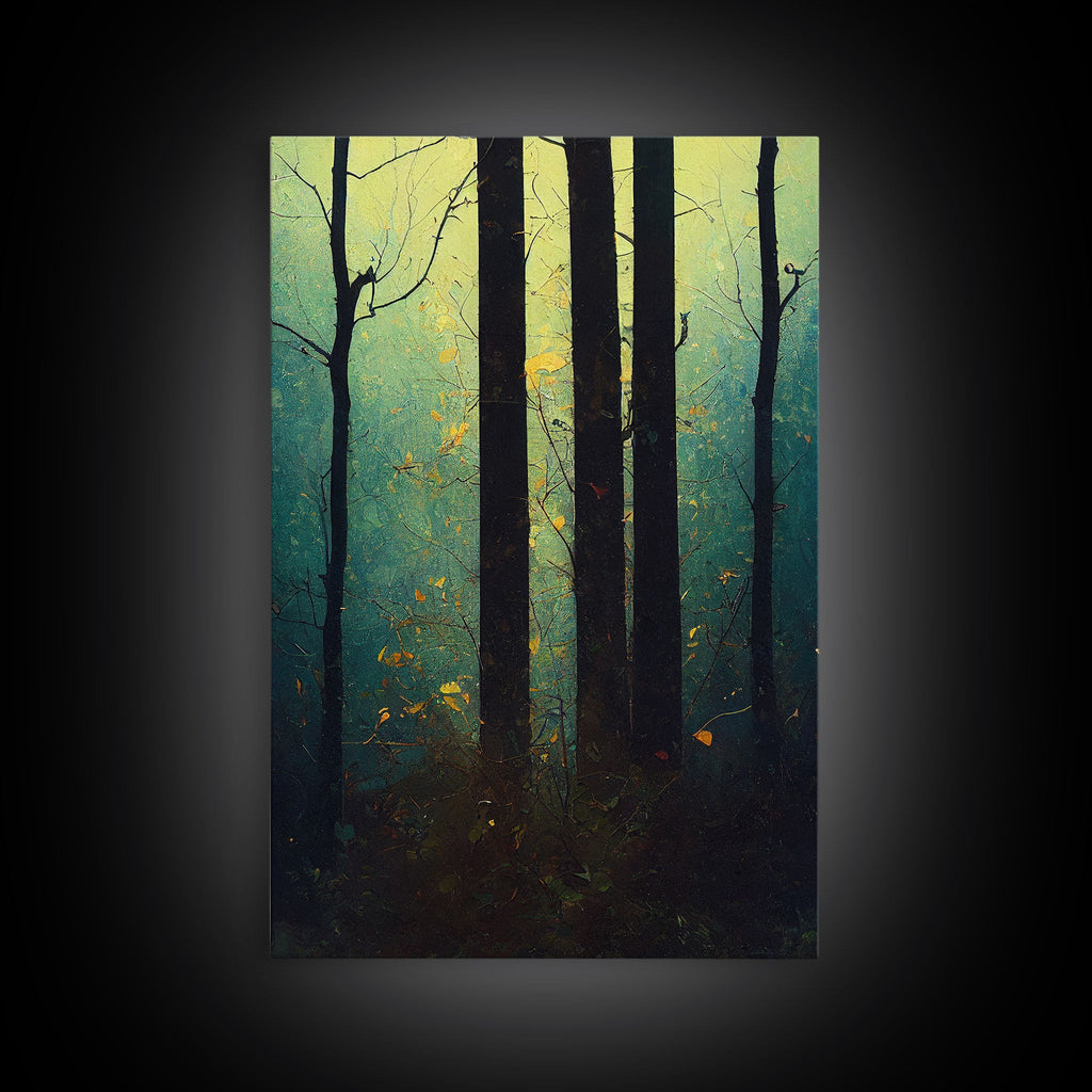 Magical Forest Oil Painting Style, Spooky Pirate Ship Art, Framed Canvas Print, Ready To Hang Framed Wall Art, Living Room Wall Hanging | | Wiccan Center