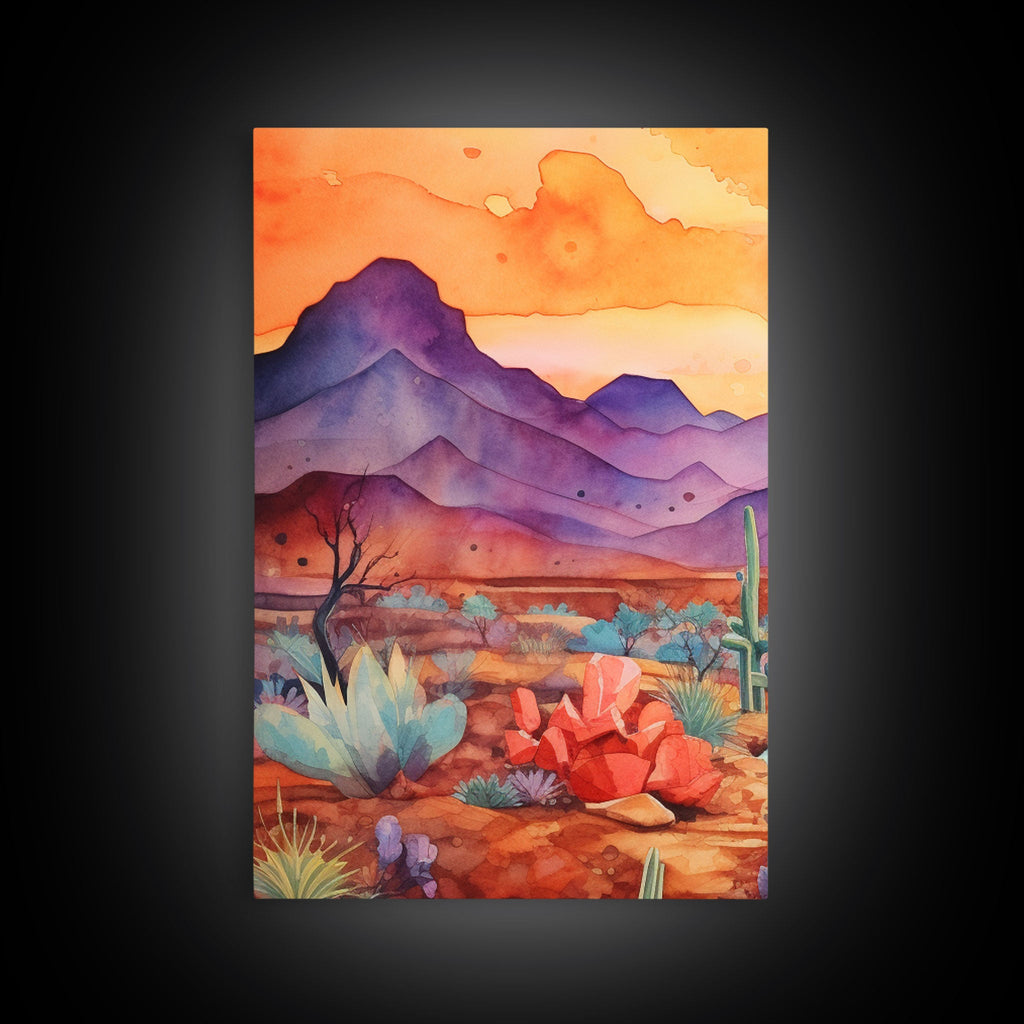 Black Framed 3 Piece Wall Art, Southwestern Desert Scene at Sunset, Minimalist Wall Art, MCM Style Midcentury Wall Decor, Above Sofa Art | | Wiccan Center