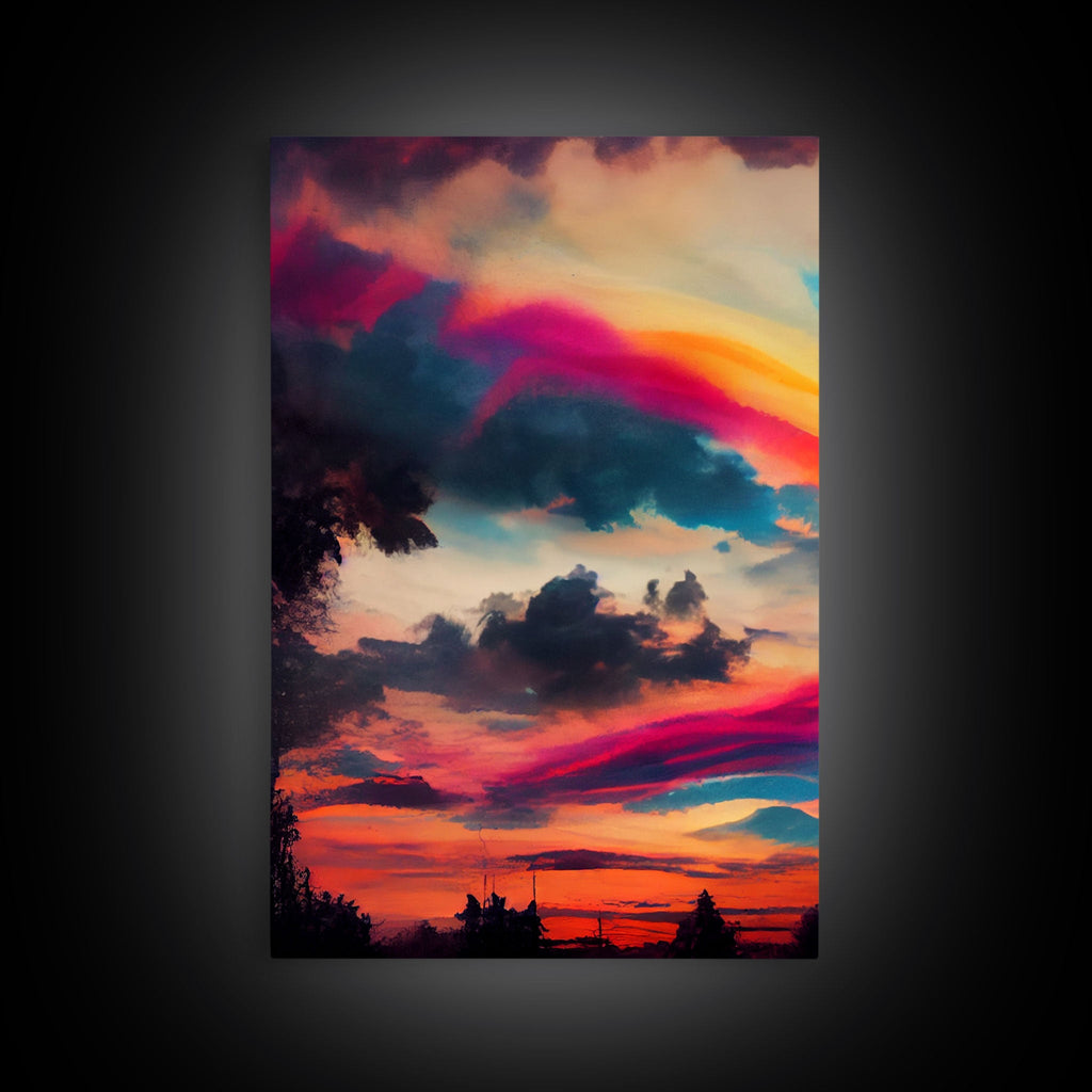 Psychedelic sunset, beautiful colorful wall art, 3 piece canvas print, three piece wall art, living room above the couch art, sun rise art | | Wiccan Center