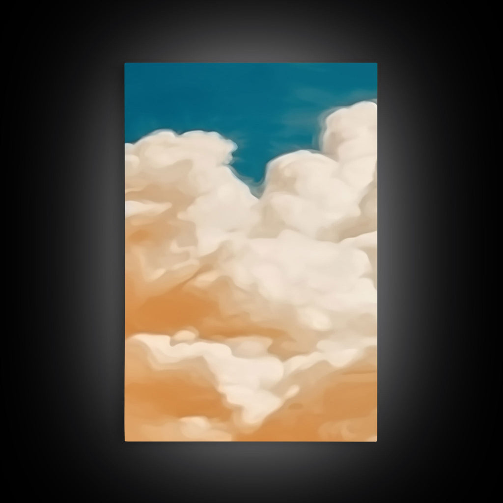 Framed Canvas Wall Art Set of 3 Pastel Clouds, Navy Blue Sky, Nature Landscape Prints, Minimalist Modern Art Nature Boho Wall Decor | | Wiccan Center