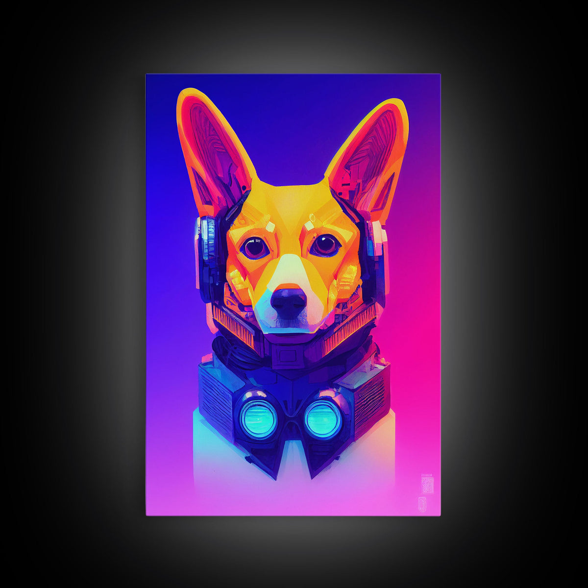 Colorful Corgi Dog Futuristic Robot Fine Art Print, Wall Art Print, Wall Poster, Wall Decor