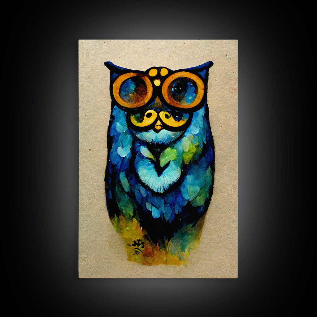 Wise Owl With Glasses Canvas Art - Owl Painting - Owl Wall Decor | | Wiccan Center