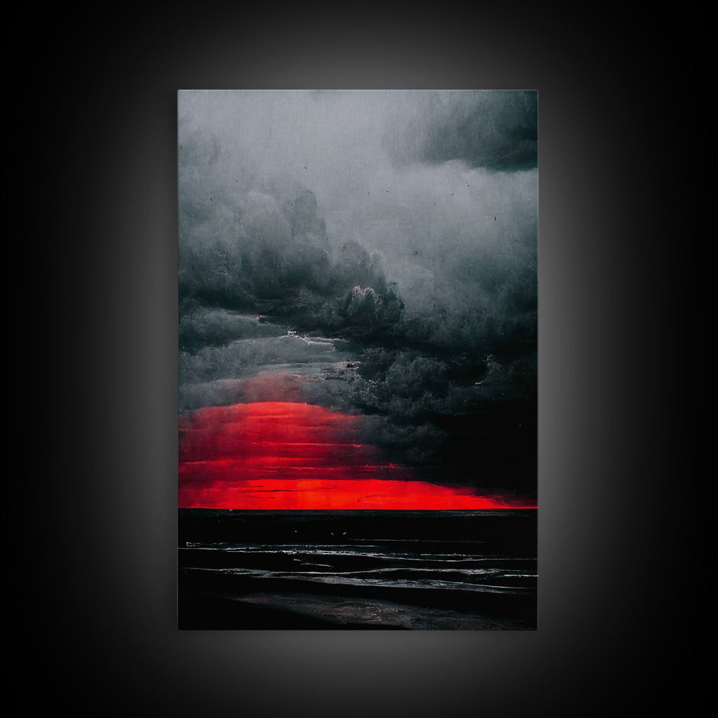 Spooky Horror Canvas Print, Bloodmoon Sunset, Blood moon, Halloween Wall Art, Ready To Hang