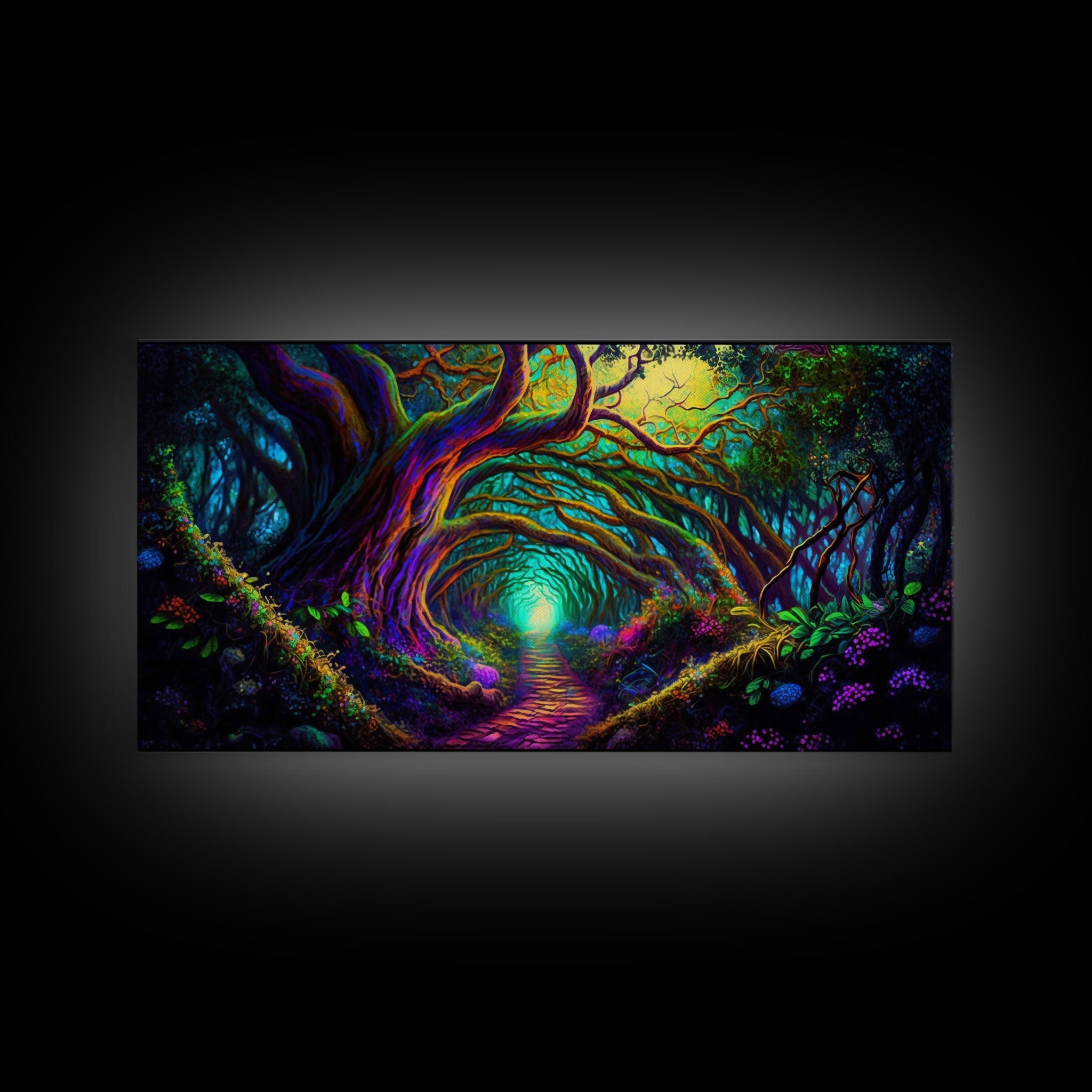 Fantasy wall art, canvas print, magical forest, fantasy landscape art, ready to hang wall art, magical glowing forest fantasy art | | Wiccan Center