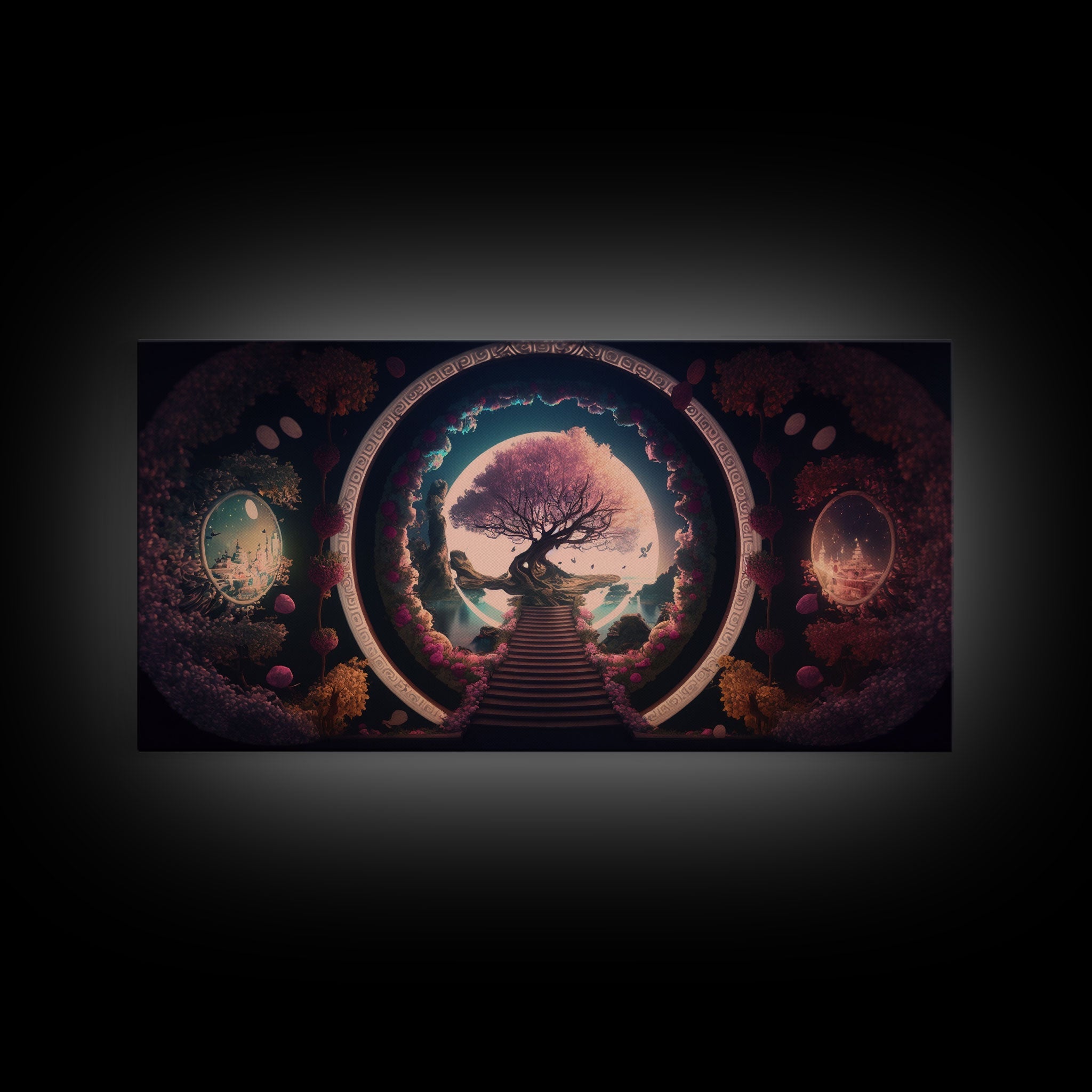 Stairway to a magical forest, fantasy concept art, framed canvas print, colorful wall decor, portal to another world | | Wiccan Center