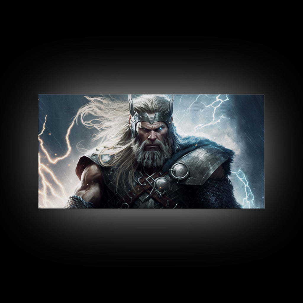 Thor Art, God of Thunder, Framed Canvas Print, Norse Mythology Art, Fantasy Art | | Wiccan Center