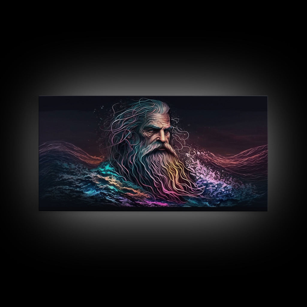 Aegir, God Of The Sea, Framed Canvas Print, Norse Mythology, Norse Art, Living Room Wall Art | | Wiccan Center