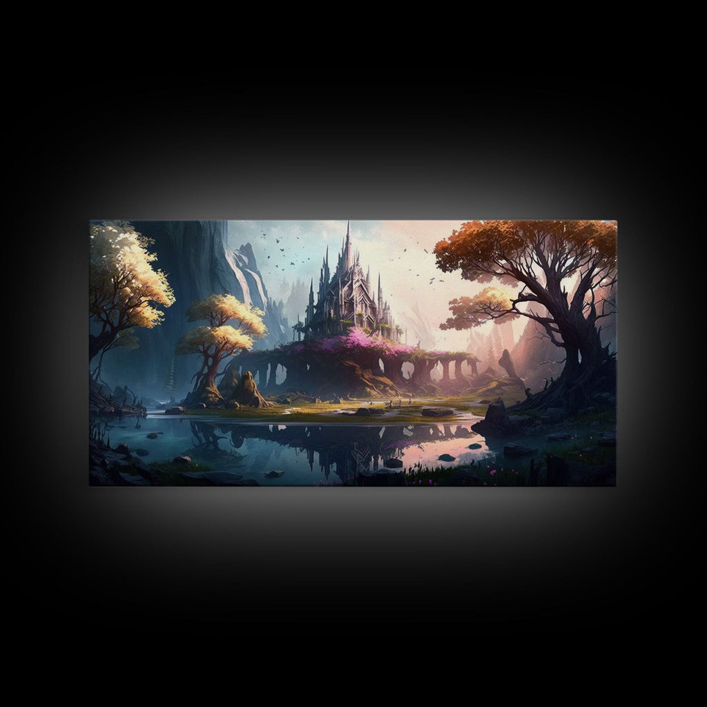 Norse Mythology Art, Alfheim Realm of the Light Elves, Framed Canvas Print, Fantasy Wall Art | | Wiccan Center