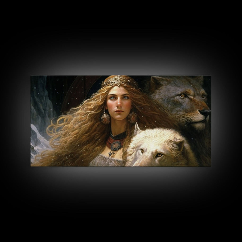 Lady Freya, Nordic / Norse Mythology Art, Framed Canvas Print, Norse Goddess of Love and Fertility | | Wiccan Center