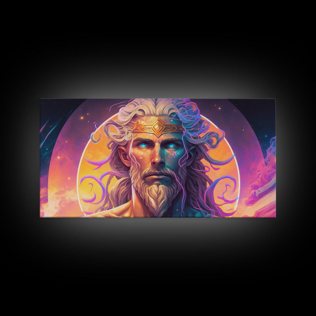 Norse God Freyr, Framed Canvas Print, Vaporwave Style Norse Mythology Art, Retro Vibes | | Wiccan Center