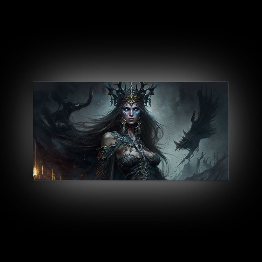Hel, Goddess of Death, Framed Canvas Print, Norse Mythology Fantasy Art, Framed Canvas Print | | Wiccan Center