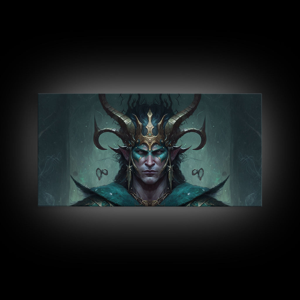 Aesthetic Loki the Trickster God, Norse Mythology, Framed Canvas Print, Extra Large Art, Fantasy Decor, Pastel Aesthetic Art | | Wiccan Center