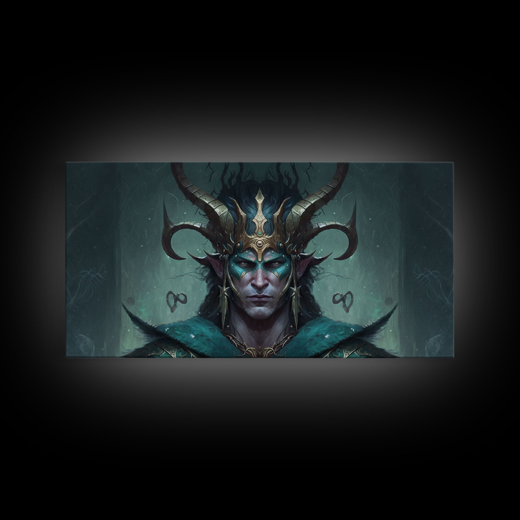 Aesthetic Loki the Trickster God, Norse Mythology, Framed Canvas Print, Extra Large Art, Fantasy Decor, Pastel Aesthetic Art