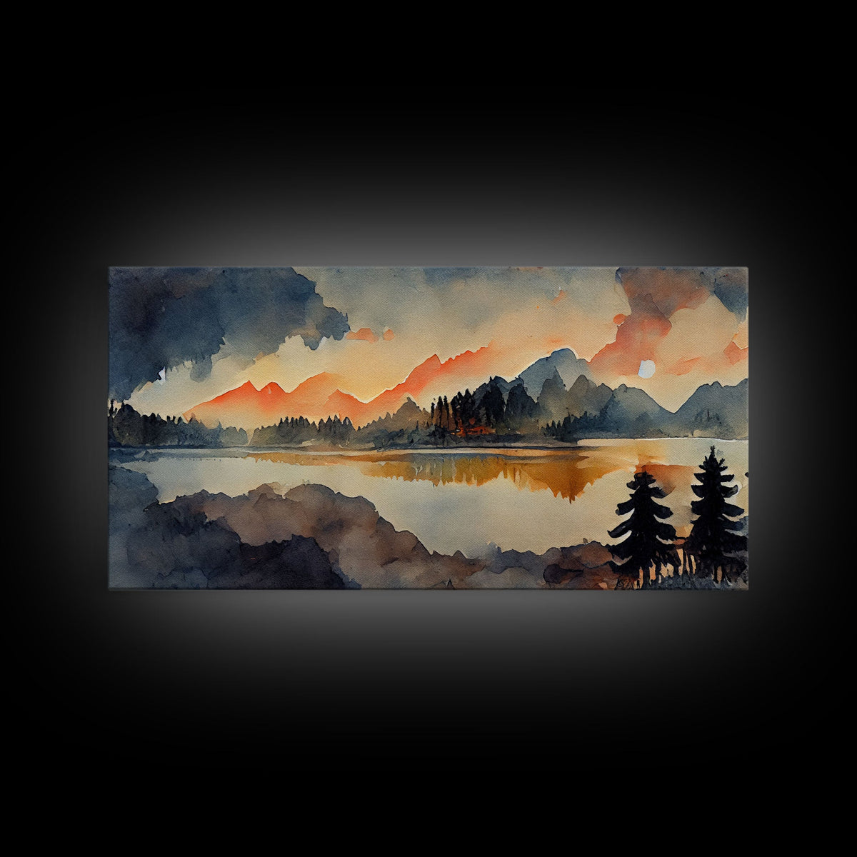 Watercolor painting of a forest fire, canvas print, landscape art | | Wiccan Center