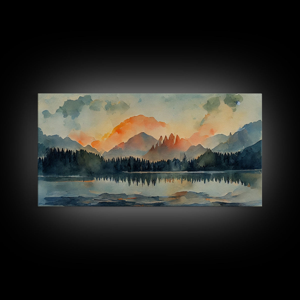 Watercolor painting of a forest fire, canvas print, landscape art, cool living room art, depressing art | | Wiccan Center