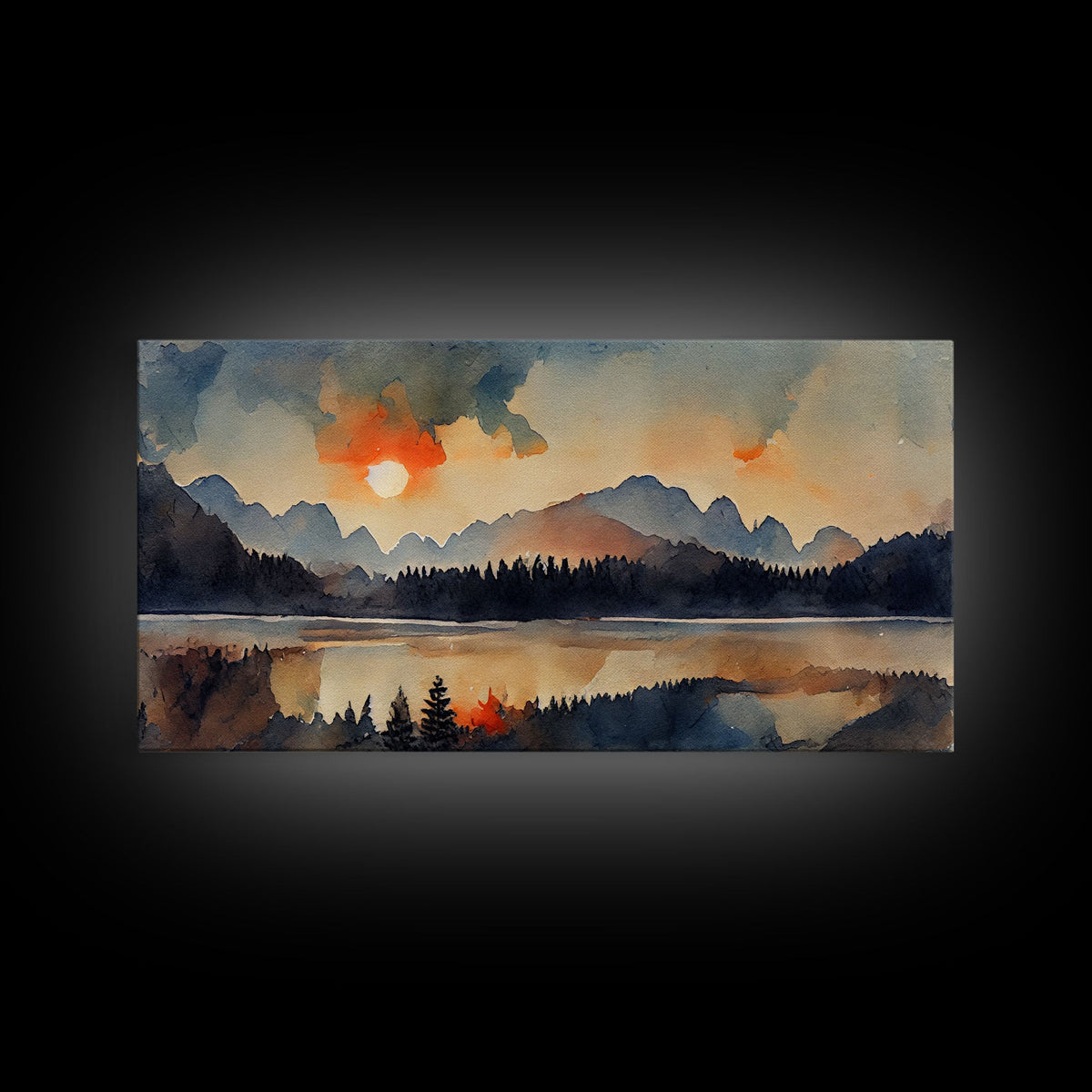 Watercolor forest fire, canvas print, landscape art, cool living room art, depressing art, painting reproduction print | | Wiccan Center