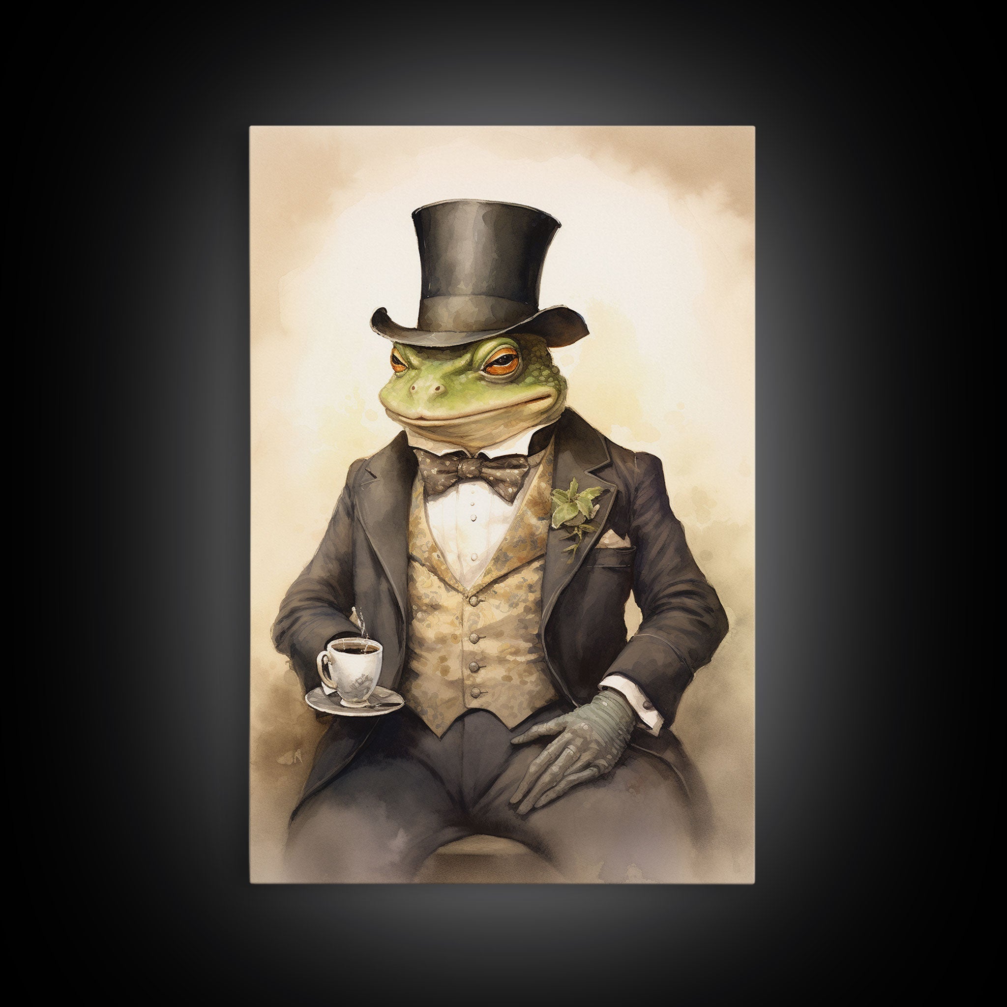 Le Business Toad, Victorian Toad Portrait, Vintage Style Animal Print Wall Art, Framed Canvas or Poster, Familiar Painting, Witchcraft Art | | Wiccan Center