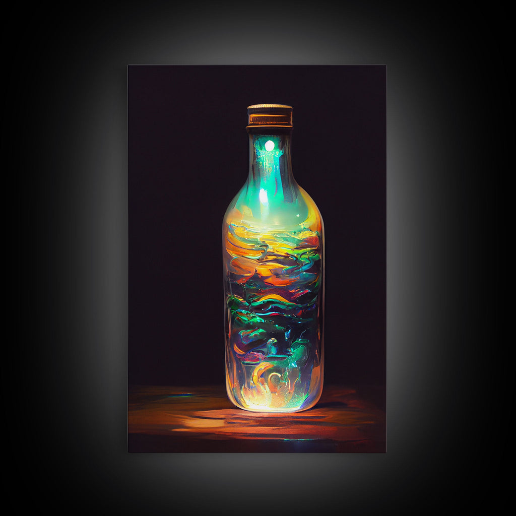 Miniature world in a bottle canvas print, high fantasy wall art, magical wall art, ready to hang wall art | | Wiccan Center