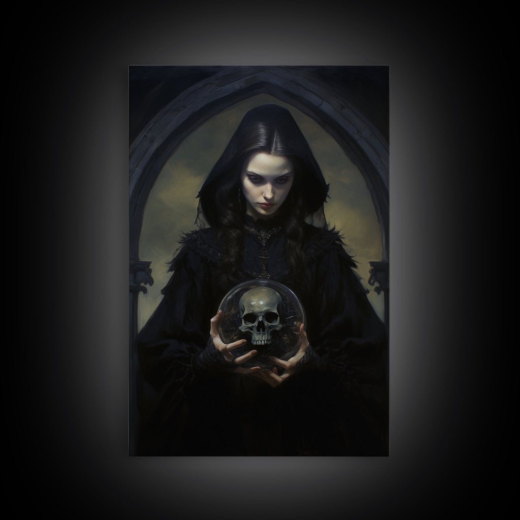 The Fortune Teller, Halloween Canvas Print, Framed Canvas, Unique Wall Art, Goth Art, Dark Academia, Witch Art, Witchcraft | | Wiccan Center