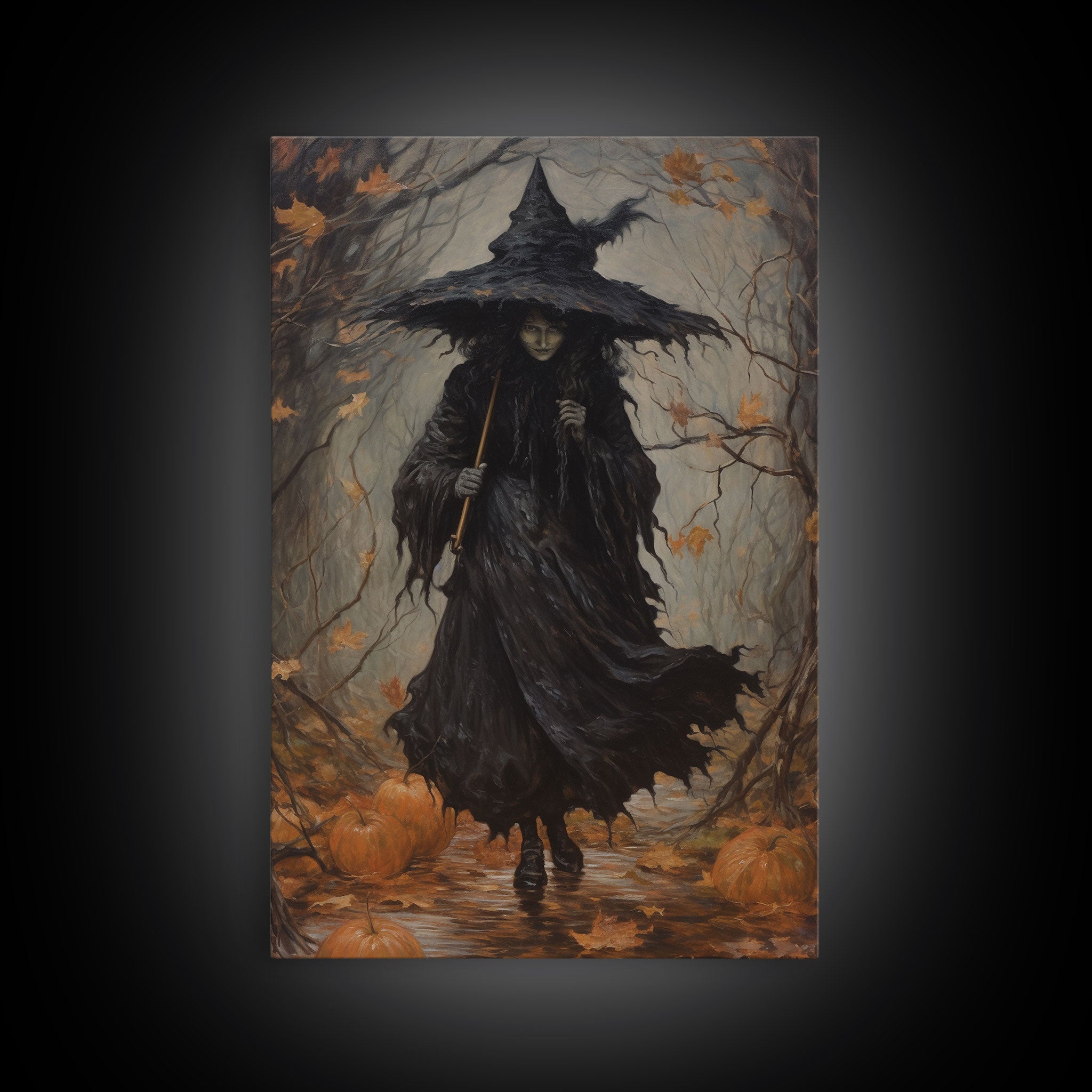 The Wicked Witch, Halloween Canvas Print, Framed Canvas, Unique Wall Art, Goth Art, Dark Academia, Witch Art, Witchcraft, Witch Decor | | Wiccan Center