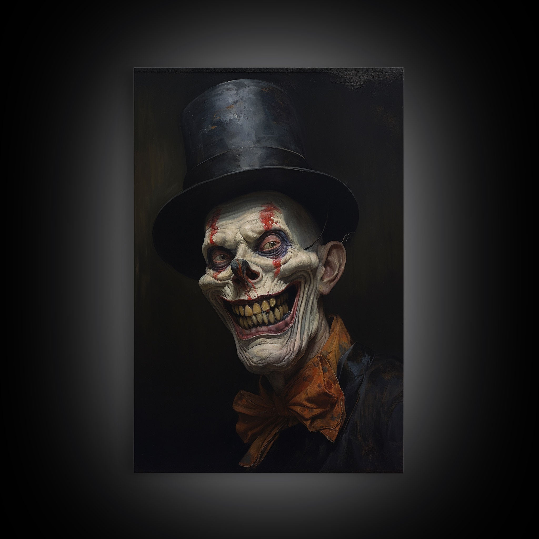 Creepy Clown Art Canvas Print, Victorian Horror Decor, Gothic Halloween Art, Framed Canvas, Halloween Canvas, Scary Wall Art, Unusual Decor