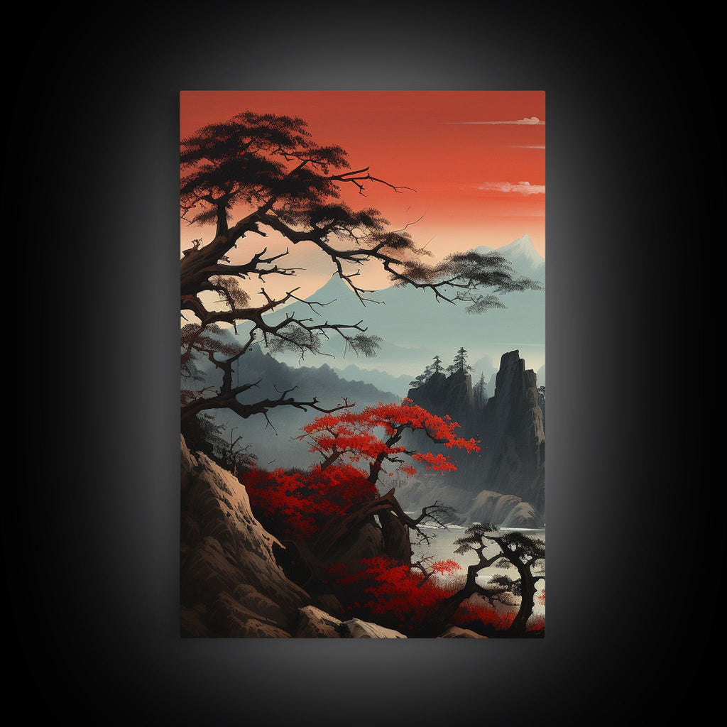 Japanese Wall Art, Mountains Print, Sunset Print, Canvas Print, Wall Art, 3 Piece Wall Art, Unique Wall Decor, Living Room Wall Art | | Wiccan Center