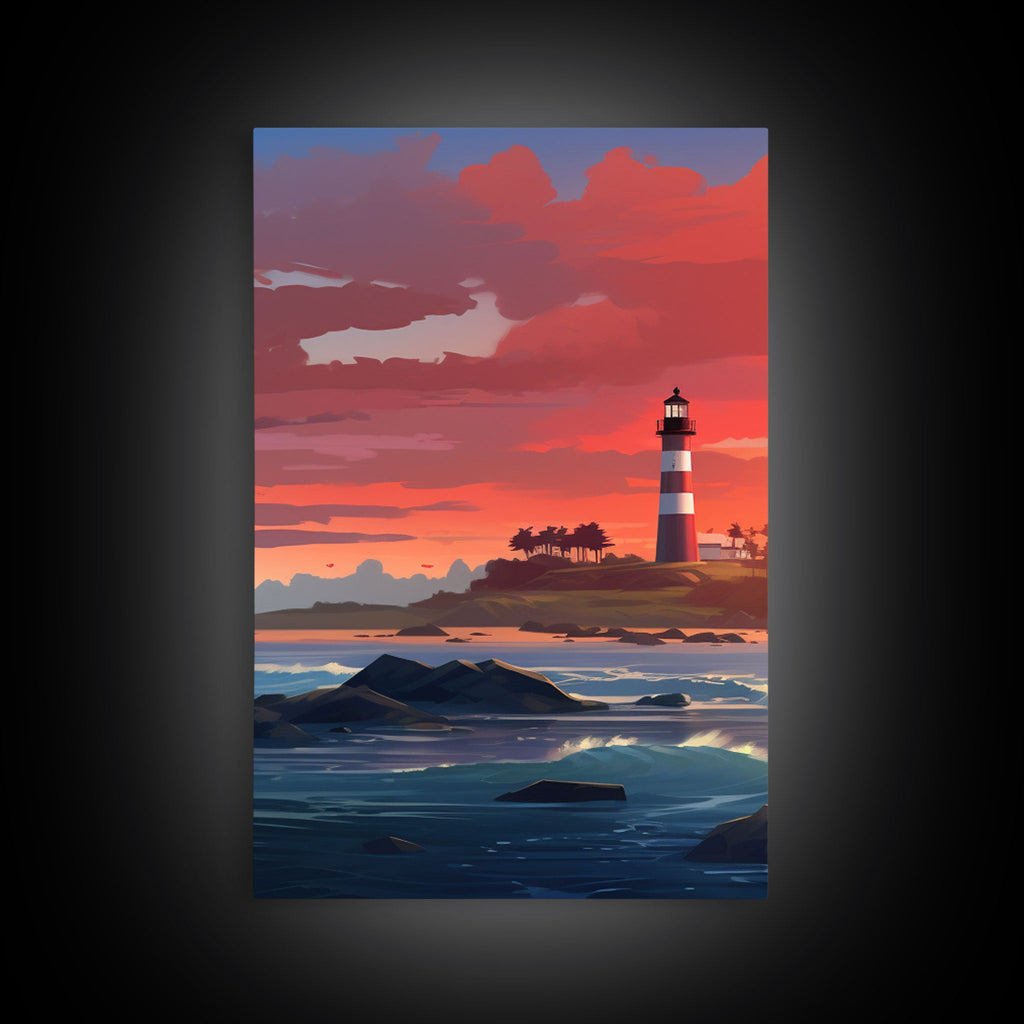Sunset Wall Art, Light House Decor, Ocean Art Print, Canvas Print, Wall Art, 3 Piece Wall Art, Nautical Print, Seascape Art Print, Cozy Gift | | Wiccan Center