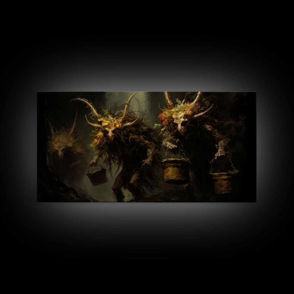 The Wendigos, Demonic Art, Framed Canvas Print, Halloween Decor, Halloween Art Print, Gothic Victorian Oil Painting, Halloween Print | | Wiccan Center