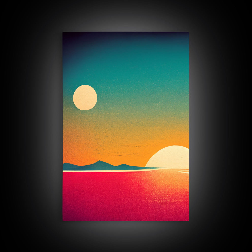 Art Deco Sunset, 3 Piece Wall Art, Ready To Hang Canvas Print, Cool Unique Living Room Wall Art Decor | | Wiccan Center