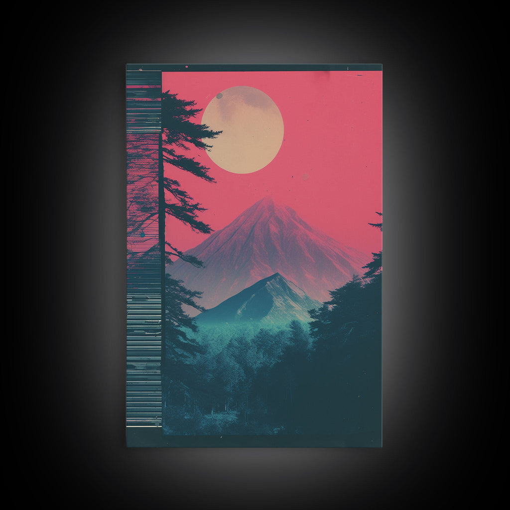 Moon Wall Art, Moon Print, Mountains Wall Art, Canvas Print, Wall Hanging, Portrait Art, Nature Wall Art, Country Home Decor, Bedroom Prints | | Wiccan Center
