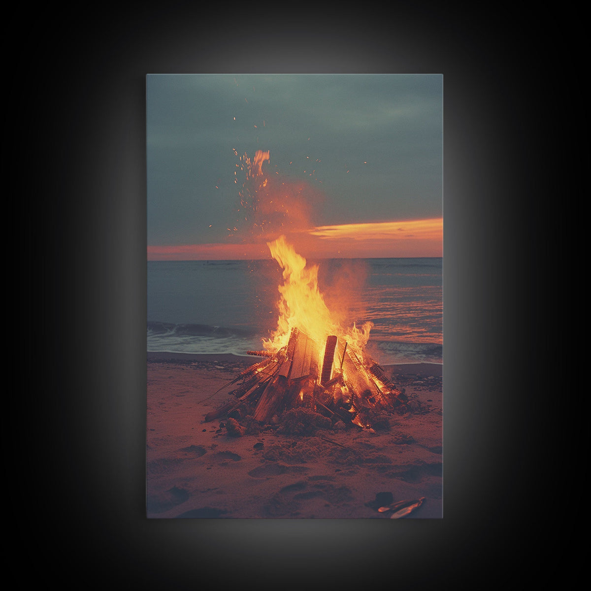 Beach Campfire Under The Stars, Photography Print, Framed Canvas Print, Beach House Decor, Coastal Decor, Beach Print, Beach Art | | Wiccan Center