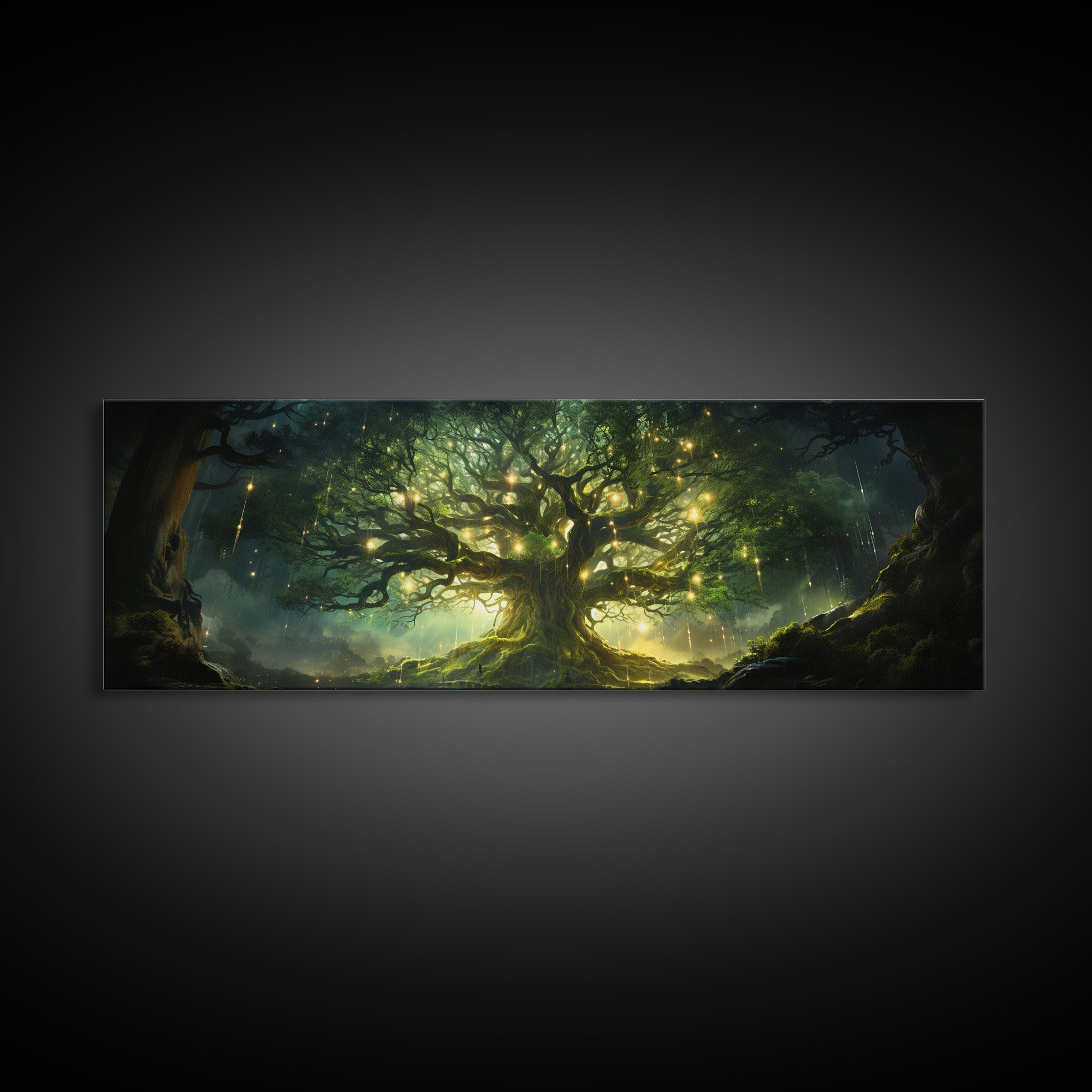 Yggdrasil Colorful Panoramic Painting, Tree of Life Artwork, Nordic Canvas Print, Norse Mythology Art, Mythology Gift, Celtic Artwork