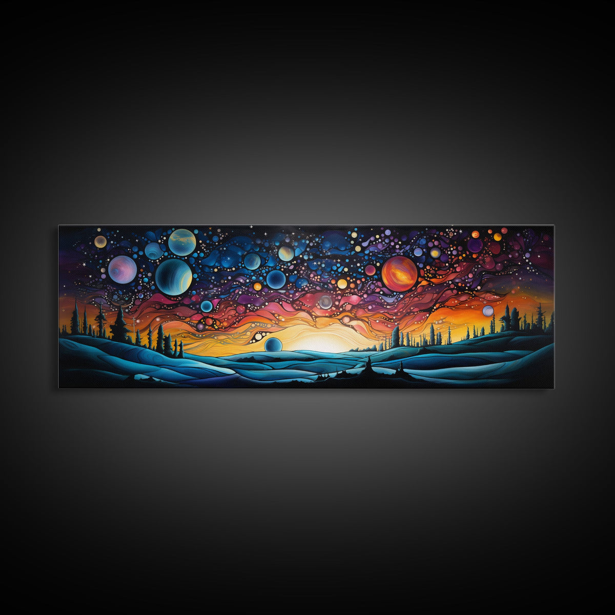 Abstract Galaxy Print, Framed Wall Art, Canvas Print, Van Gogh Inspired Art, Astronomy Gift, Living Room Decor, FREE SHIPPING | | Wiccan Center