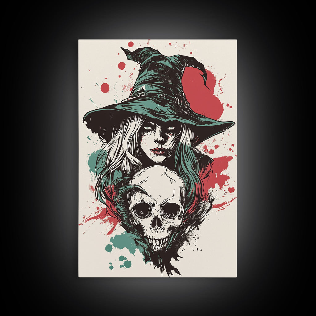 Portrait of A Witch, Framed Canvas Print, Halloween Decor, Witchcraft, Goth Art, Dark Academia Wall Art, Halloween Poster Art | | Wiccan Center
