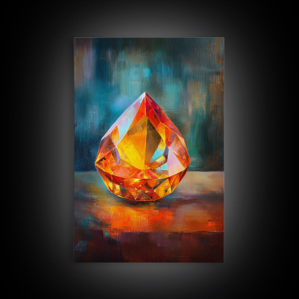Gemstone Painting Print, Framed Canvas Print, Gemstones Wall Art, Precious Stone Painting, Red Gem, Ruby Painting, Antique Minerals Decor | | Wiccan Center