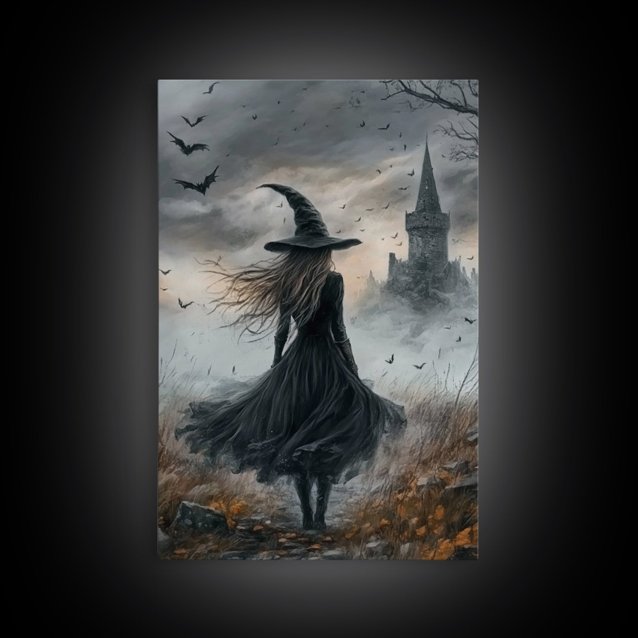 Goth Decor, Witchy Home Decor, Dark Academia Goth Oil Painting Print, Witch Painting, Haunted Spooky Season Wall Art, Witch Decor