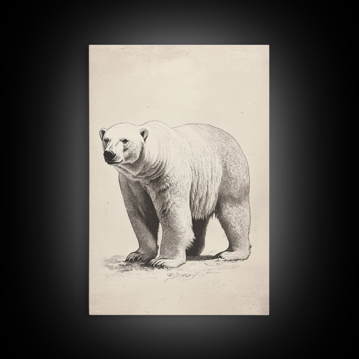 Polar Bear Canvas Print - Framed Canvas - Minimalist Christmas Art - Boho Christmas Art - Rustic Christmas Art