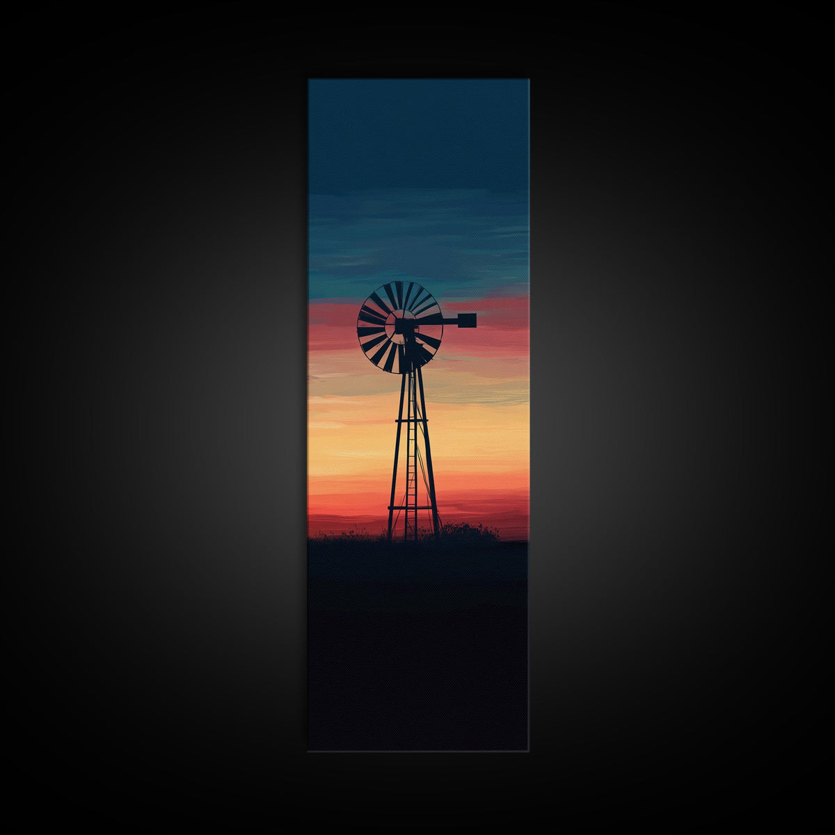 Canvas Print Moody Sunset Windmill Wall Art, Vertical Rustic Decor, Tall Narrow Farmhouse Artwork, Gift Idea for Living Room | | Wiccan Center