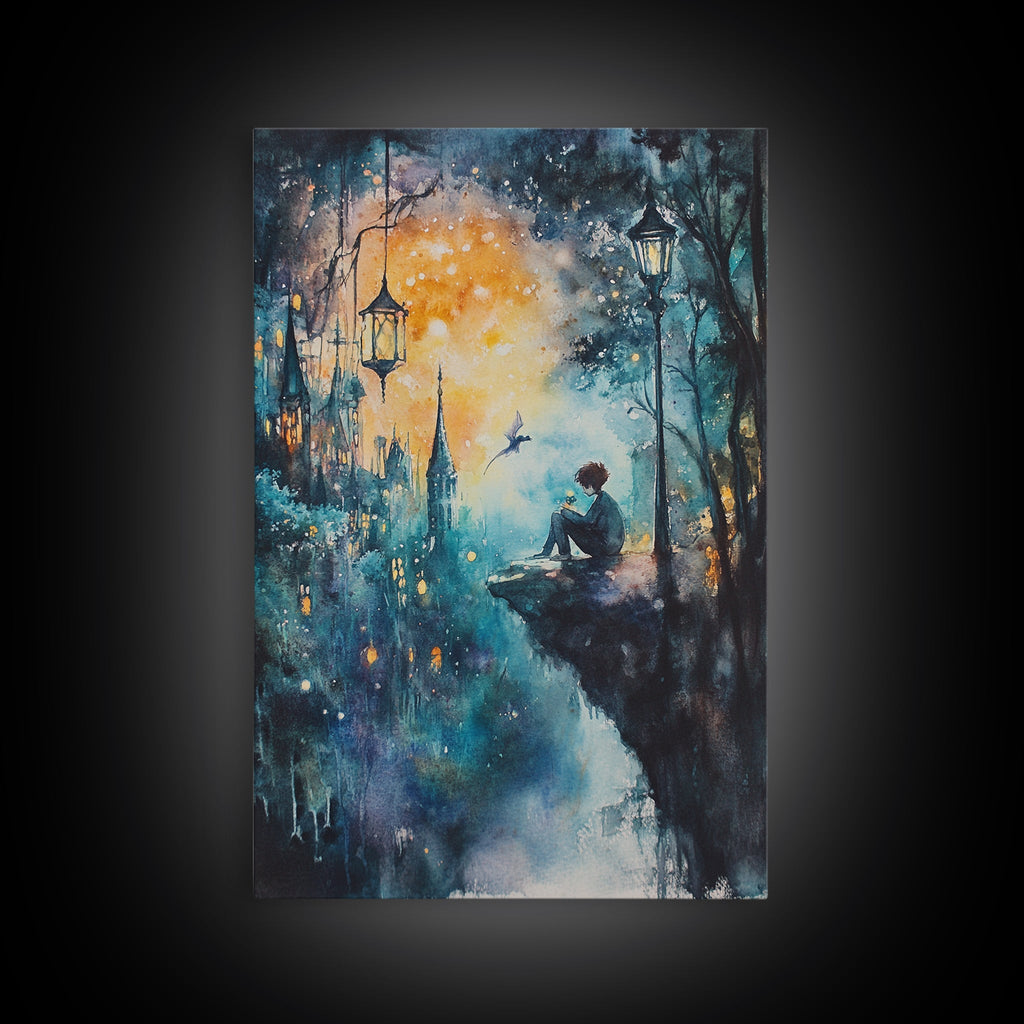Magical Nightscape Framed Canvas Print Whimsical Fantasy Art Moody Wall Art Gift Idea Living Room Decor Dark Romantic Artwork | | Wiccan Center